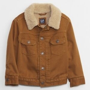 EUC 2T babyGap Gap Toddler Sherpa Icon Denim Jacket Brown Trucker Jean Jacket